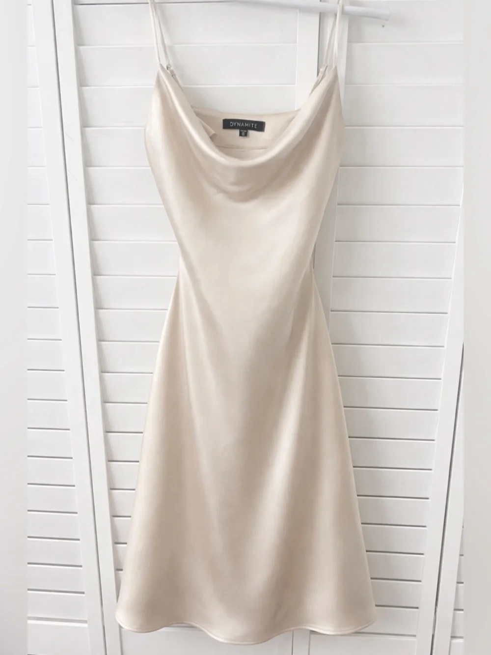 Dynamite Satin Cowl Neck Midi Dress in Cream - Picture 1 of 4